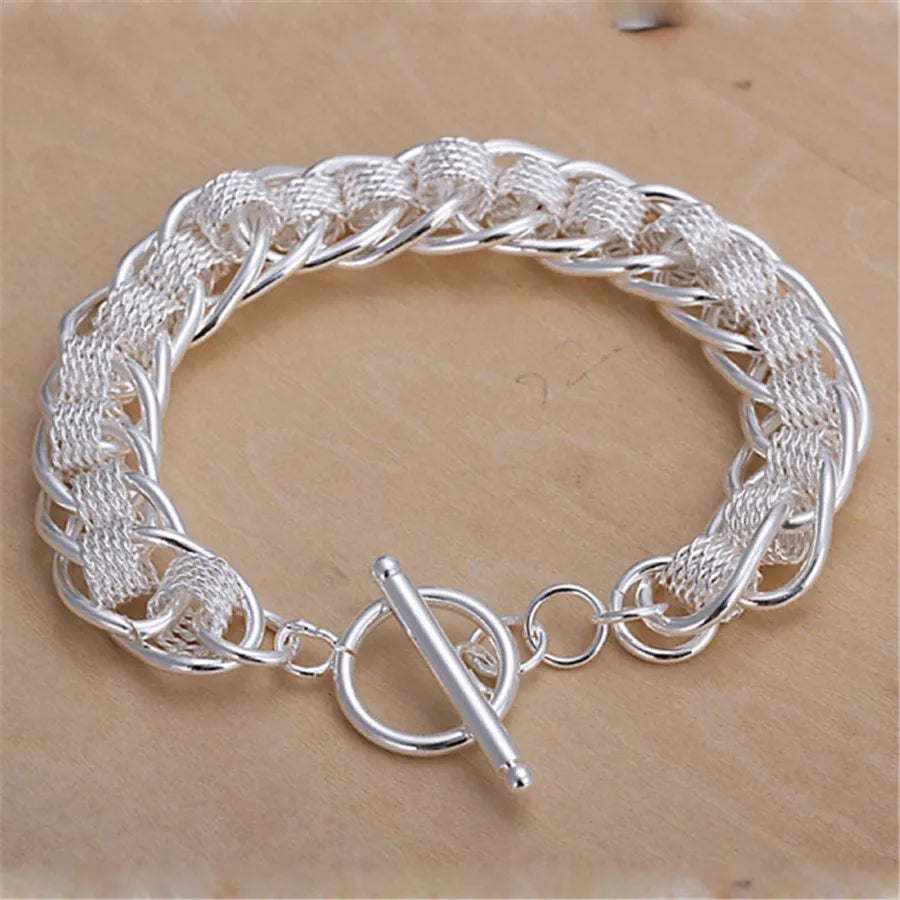 925 Sterling Silver Exquisite Solid Chain Bracelet Fashion Charm Women Men Solid Wedding Cute Simple Models Jewelry Vera Lux