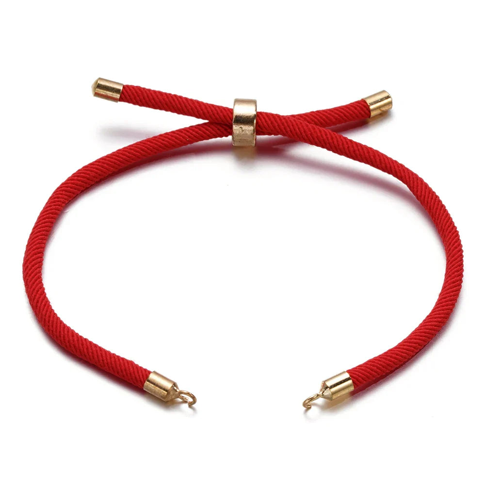 1pc Adjustable Nylon Braided Twisted Cords Slider Friendship Bracelets with Brass Cord End for Jewelry Making DIY Findings Vera Lux