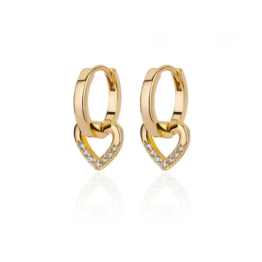 Hollow Zircon Heart Earrings For Women Stainless Steel Gold Color Heart Earring Luxury Wedding Couple Jewelry Gift Free Shipping Vera Lux