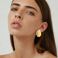 Matt Large Stainless Steel Stud Earring for Women, Pairs Chic Oval Irregular Ear Jewely Vera Lux