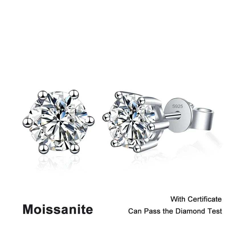 NeeTim 0.1ct-3ct D Color Moissanite Stud Earrings Lab Diamond 925 Sterling Silver with Gold Plated Earring Wedding Party Jewelry Vera Lux