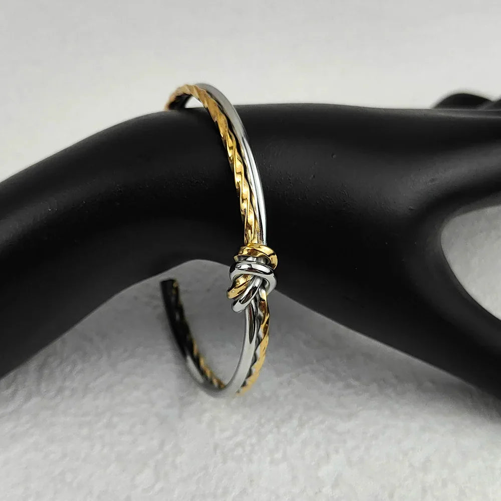 Women's Bangles Twisted Wrap Knot Bracelet Punk Stainless Steel Jewelry for Men Women Wrist Cuff Bracelets Bangle Accessories Vera Lux