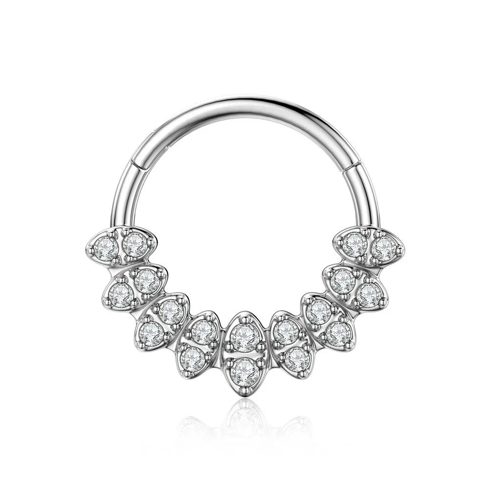 316L Surgical Steel Segment Nose Ring Zircon Septum Clicker Ear Cartilage Helix Daith Hoop Body  Piercing Jewelry Vera Lux