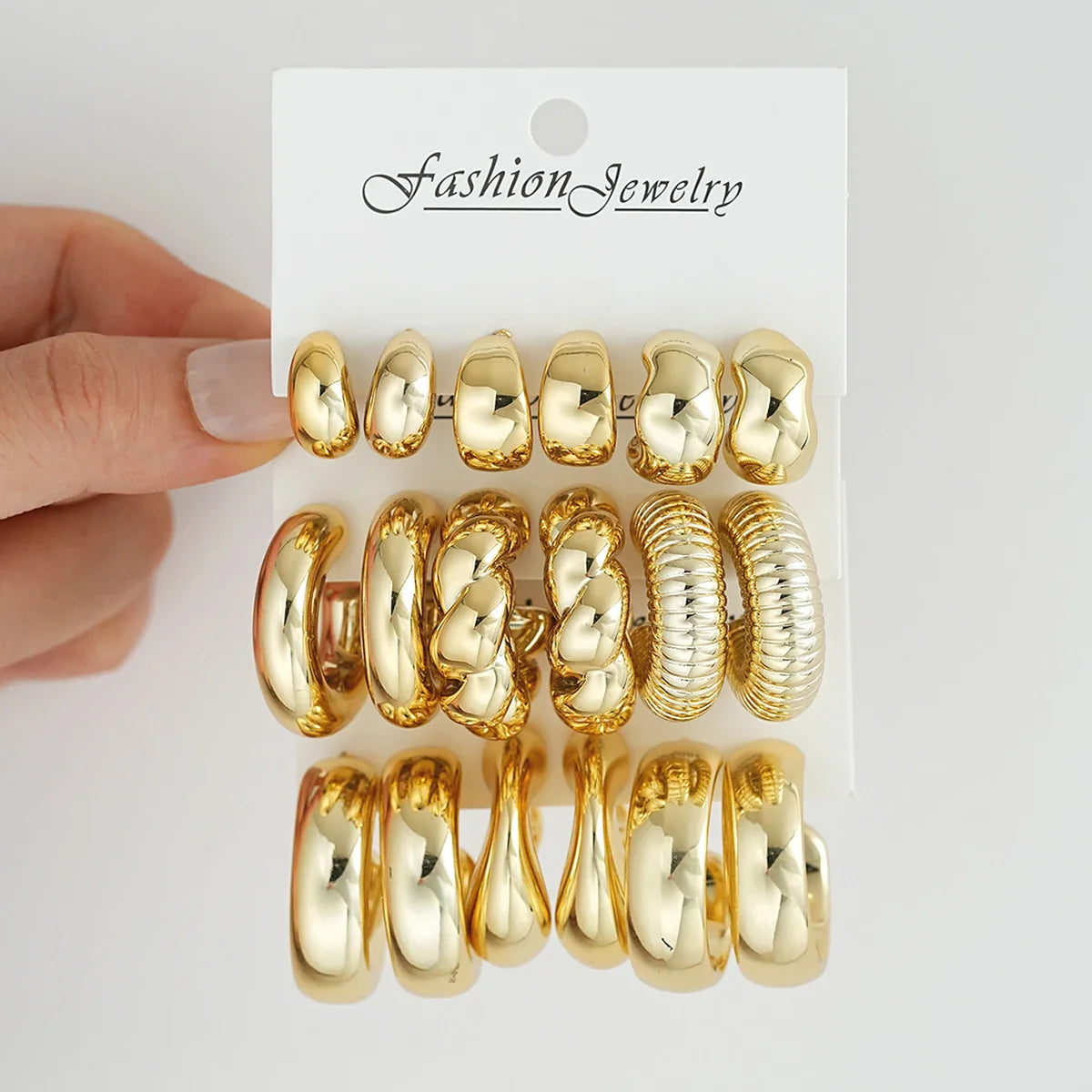 18 Pcs/Set Fashion Water Drop Earring For Women Vintage Exaggerated Geometric Twist Hoop Earrings Personalized Jewelry Gifts New Vera Lux