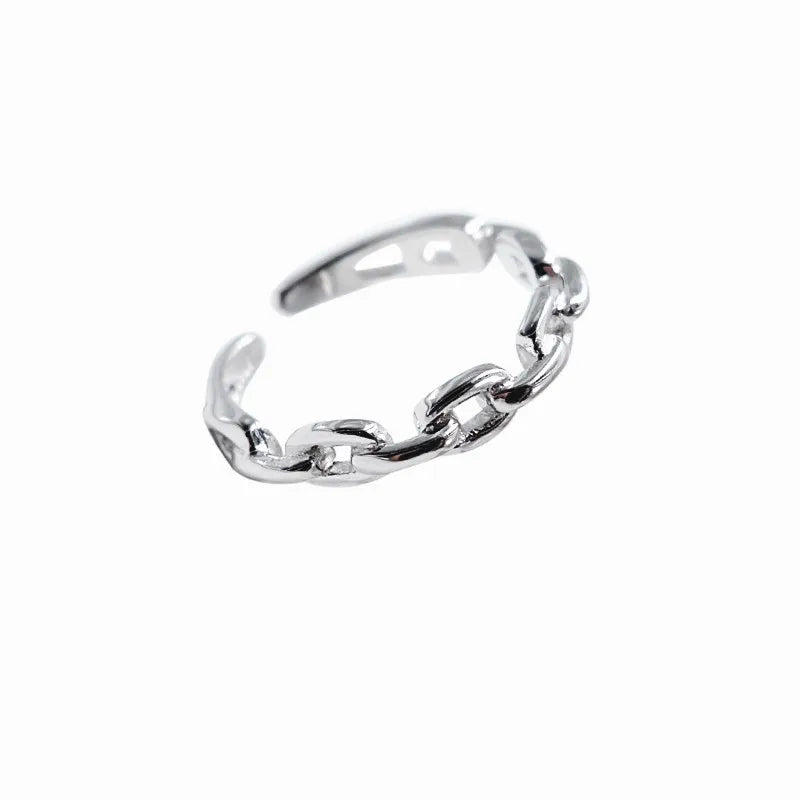 925 Sterling Silver Cuba Chain Opne Rings For Women Engagement Wedding Luxury Fine Jewelry Wholesale Vera Lux