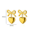 Cute Bow Heart Earrings for Women Stainless Steel Gold Color Heart Stud Earrings 2024 Trend Piercing Jewelry Wedding Party Gift Vera Lux
