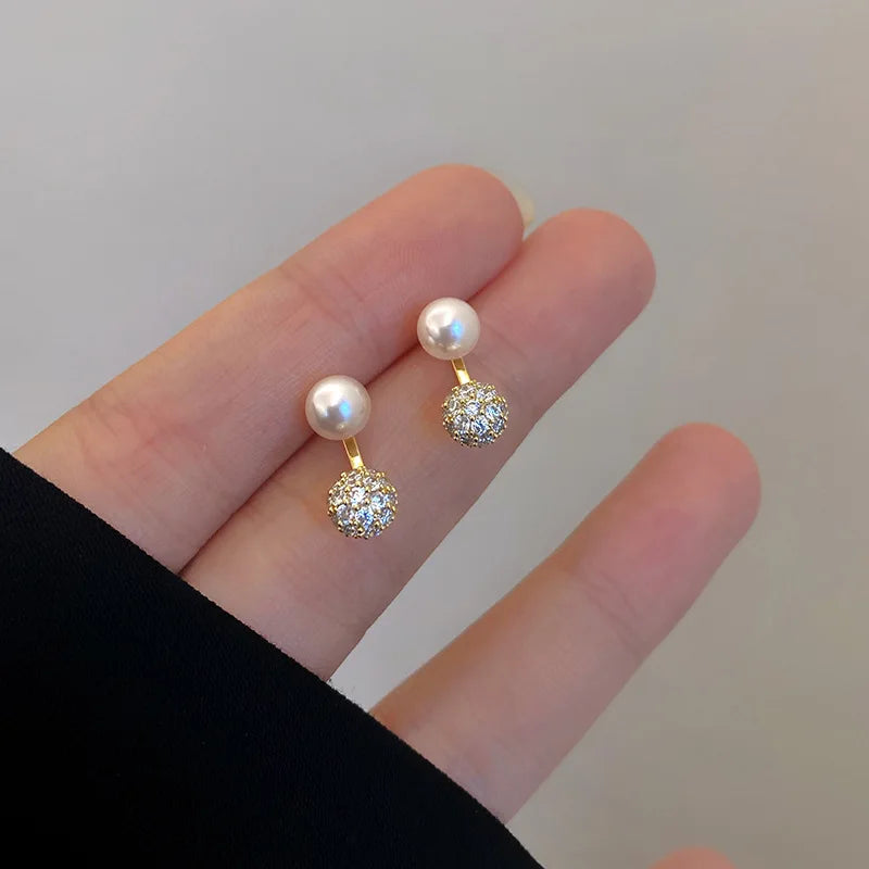 2024 Korean New Simple Temperament Circle Pearl Earrings Fashion Small Versatile Earrings Women's Jewelry Vera Lux