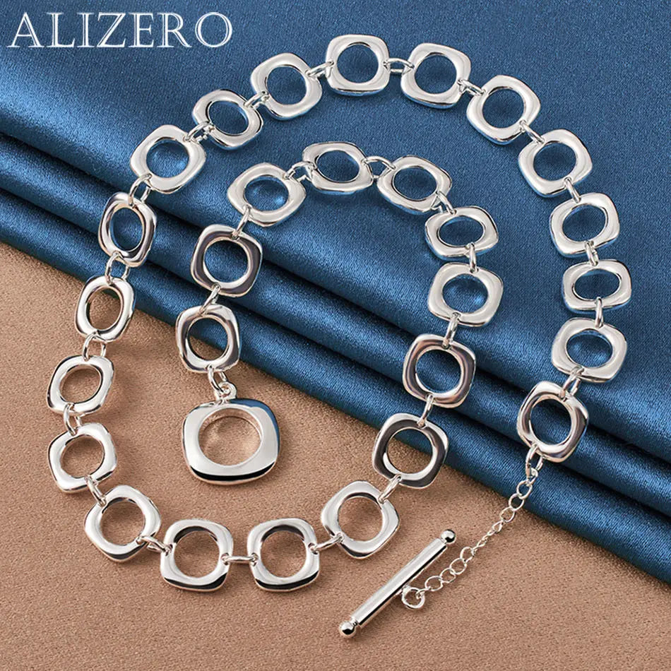 ALIZERO 925 Sterling Silver Necklace 20 inch Squares Chain Necklaces For Women Men Fashion Wedding Party Jewelry Gifts Vera Lux