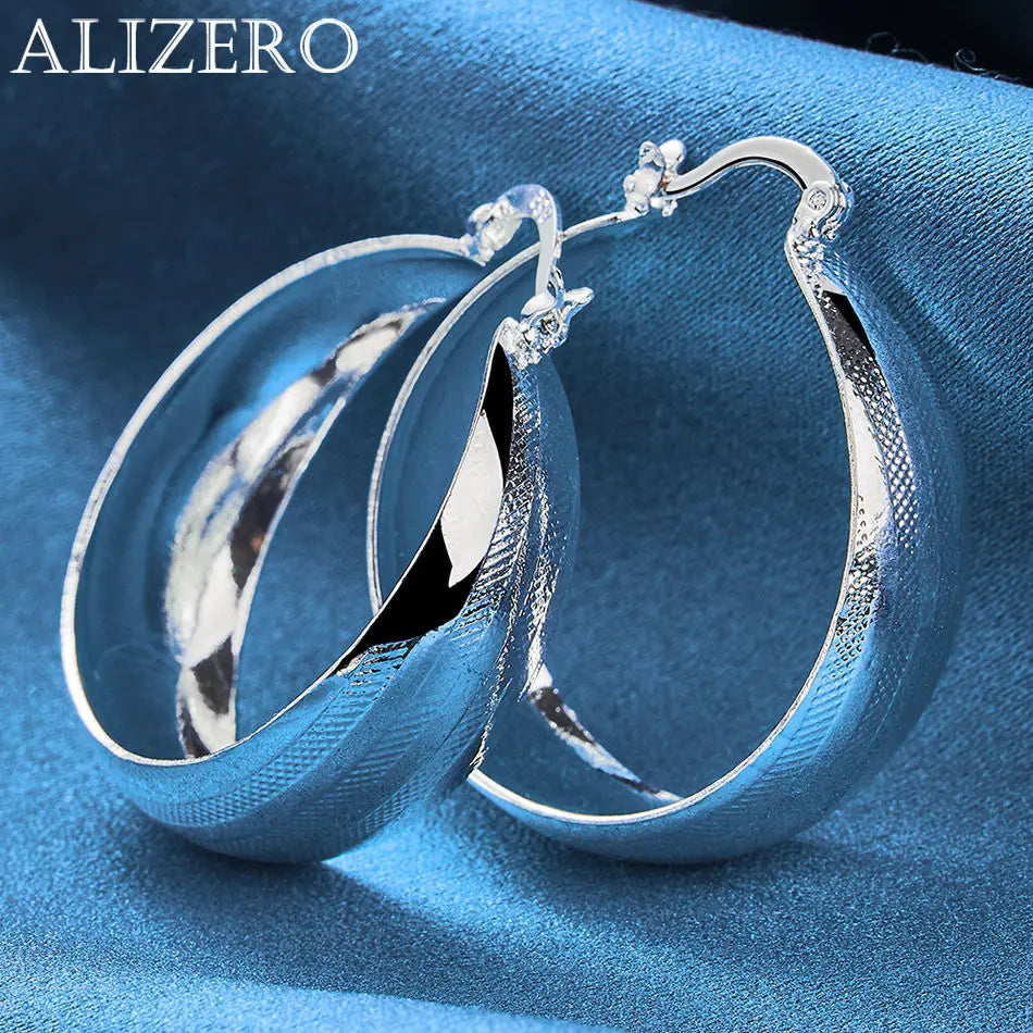 ALIZERO 925 Sterling Silver Earrings Simple Round Circle Hoop Earrings For Woman Fashion Wedding Engagement Charm Jewelry Gifts Vera Lux