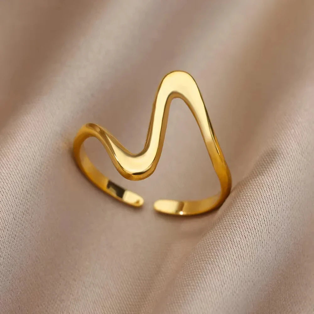 316L Stainless Steel Rings for Women Gold Color Multilayer Geometric Open Ring Vintage Waterproof Wedding Aesthetic Jewelry Gift Vera Lux