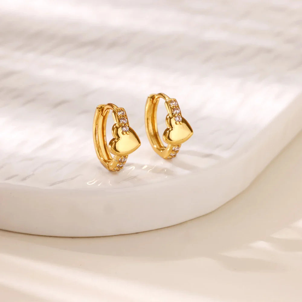 Luxury Zircon Hoop Earrings for Women Gold Color Stainless Steel Butterfly Heart Snake Earring Fashion Party Wedding Jewelry Gif Vera Lux