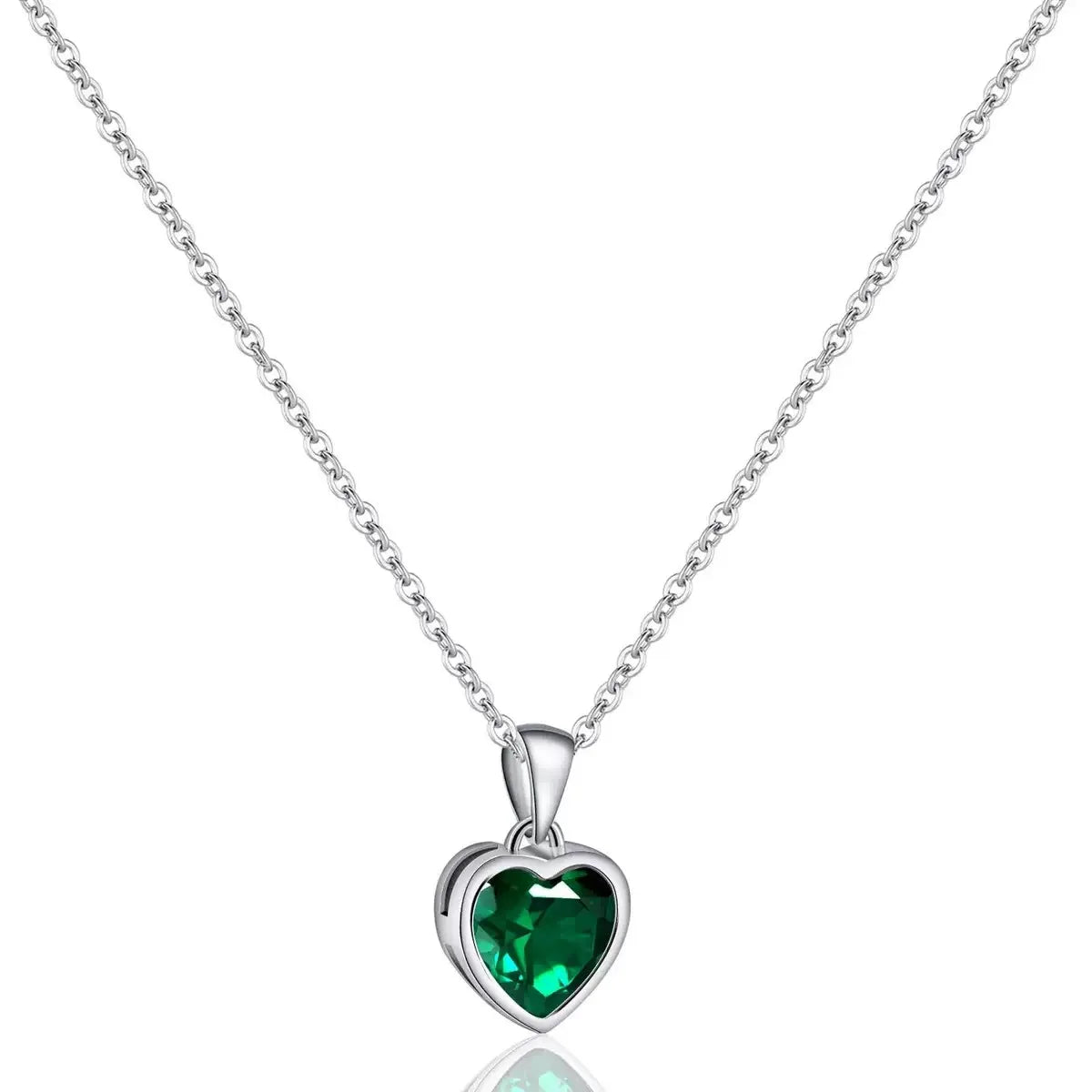 925 Sterling Silver Red Greem Blue Heart Zircon Neck Chain Pendants Necklaces For Women Luxury Jewelry Accessories Argent 925 Vera Lux