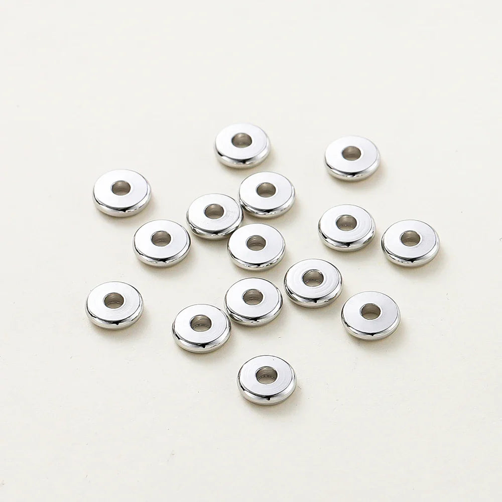 10-50pcs 14K/18K Gold Color Plated Brass 3-12mm Round Spacer Beads Flat Bracelet Beads for DIY Jewelry Findings Accessories Vera Lux