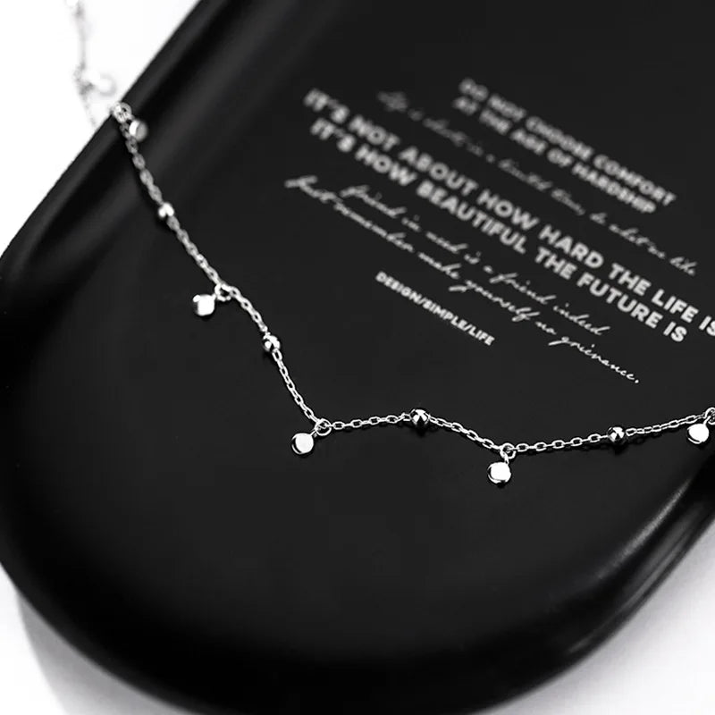 925 Sterling Silver Neck Chain Tassels Round Necklaces Women Jewelry Exquisite Elegant Aesthetic Charms Accessories Argent 925 Vera Lux