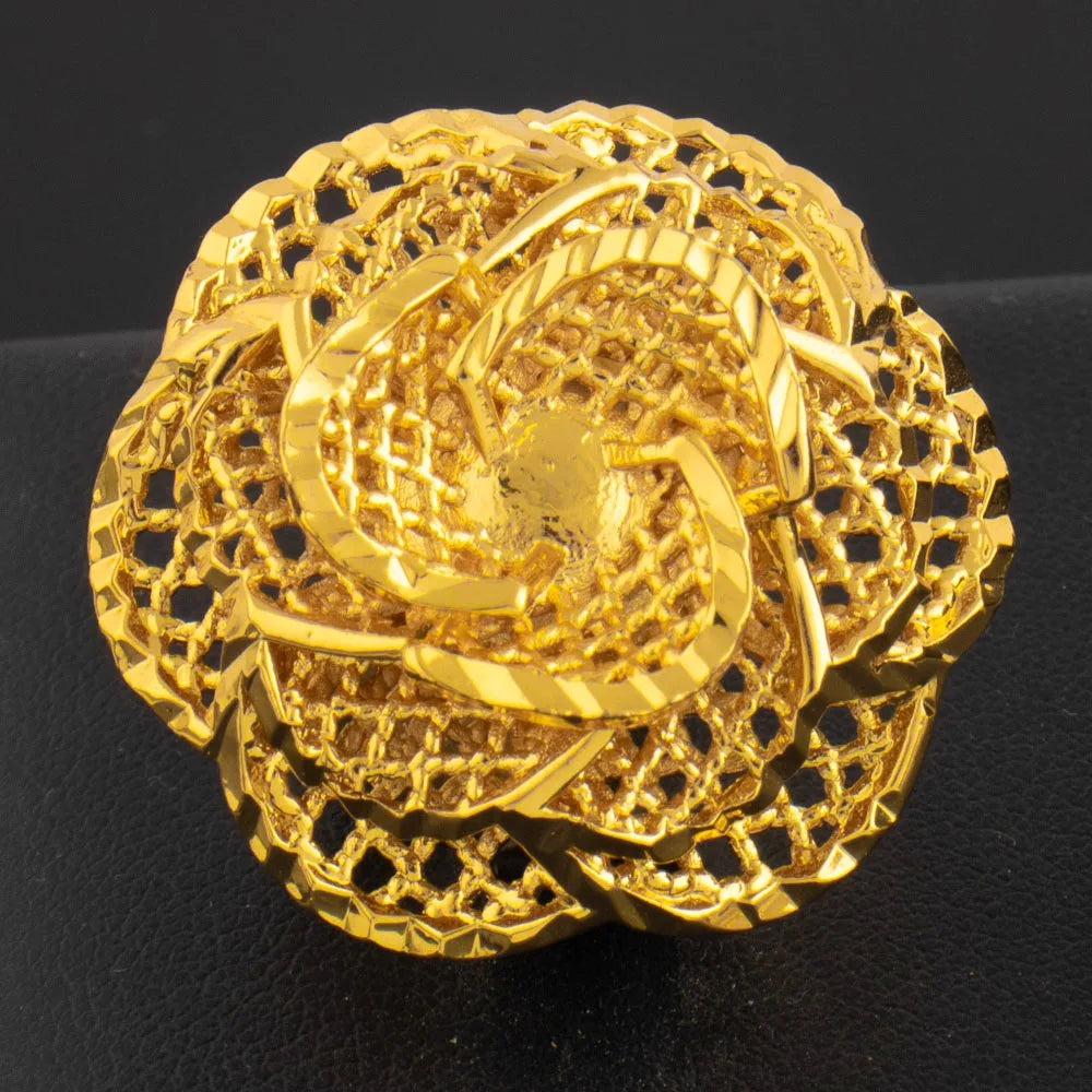 Ethiopia Arab Dubai Gold Plated Rings For Women Resizable 18K Gold Plated Jewelry For Wedding And Party Gifts Vera Lux