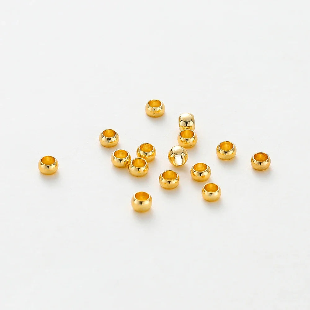 100pcs/lot 1.5/2/2.5mm 14K/18K Gold Color Plated Brass Positioning Beads for DIY Bracelet Necklace Jewelry Making Accessories Vera Lux
