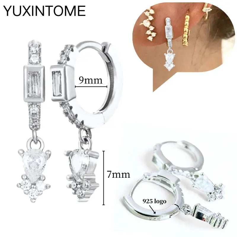 925 Sterling Silver Ear Needle Fashion Hoop Earrings White Crystal Luxury Women's Silver Earrings Wedding Women's Jewelry Gift Vera Lux