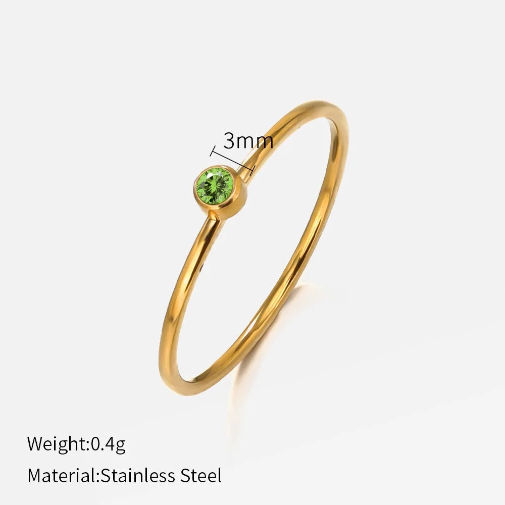 316 Stainless Steel Birthstone Ring Gold Color Simple Fashion Style For Women Festival Party Gift Jewelry Dropshipping Vera Lux