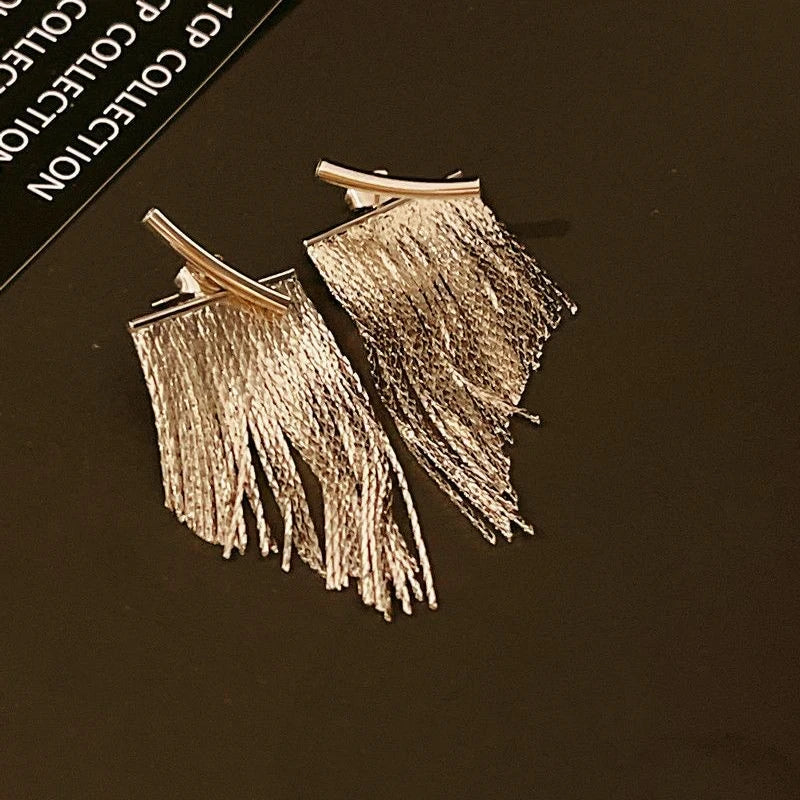 Fashion Statement Earring Long Statement Gold Color Bling Tassel Earrings For Women Female Wedding Daily Pendant Jewelry Gifts Vera Lux