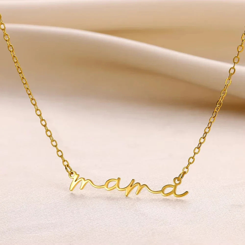 MAMA Pendent Necklaces for Women Gold Color Link Chain Stainless Steel Necklace 2025 Trend Female Choker Jewelry Gift Vera Lux