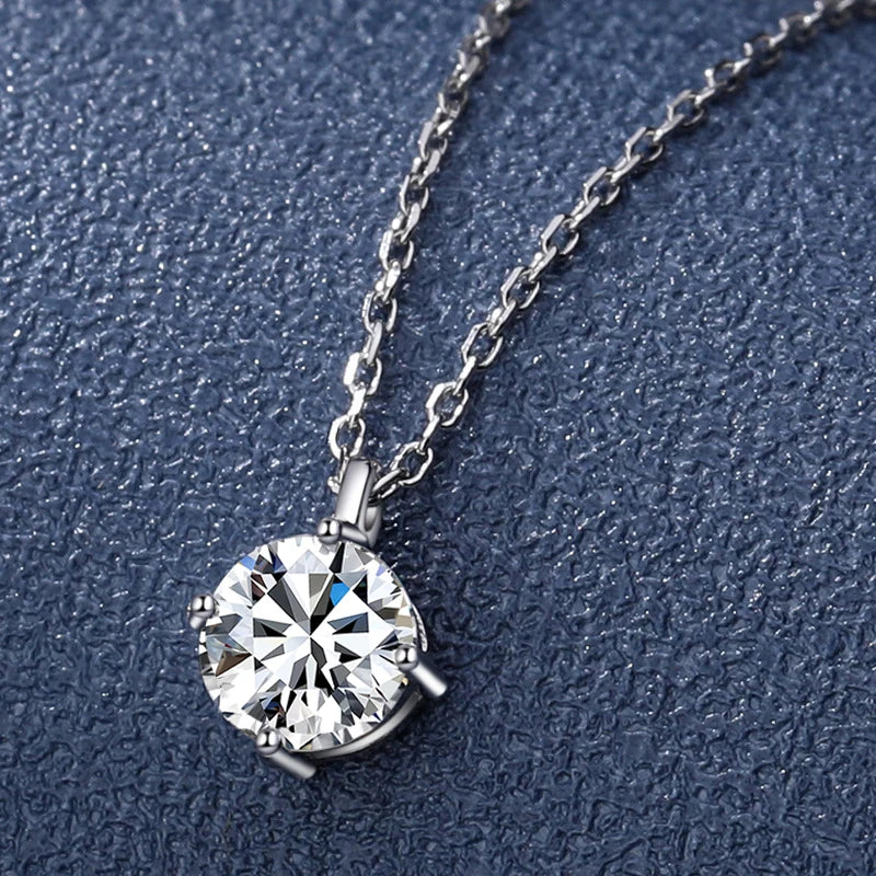 NeeTim 1CT 2CT Real Moissanite Pendant Necklace For Women Top Quality 925 Sterling Silver Wedding Party Bridal Luxury Jewelry Vera Lux