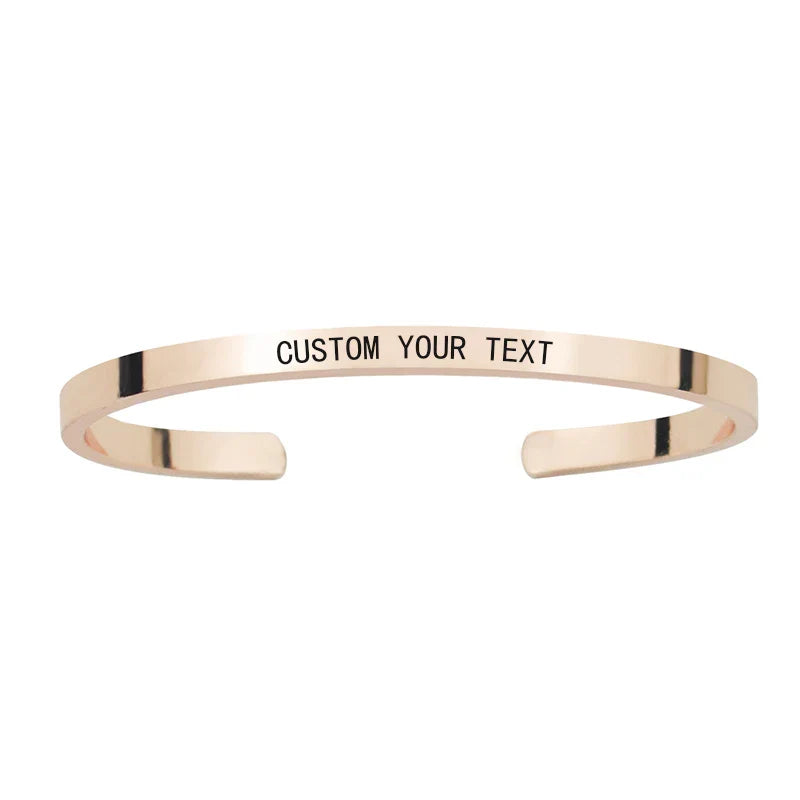 1PC Personalized Engraved Name Stainless Steel Bracelet Custom Words Letters Bracelet Cuff Bangle for Women Men Vera Lux