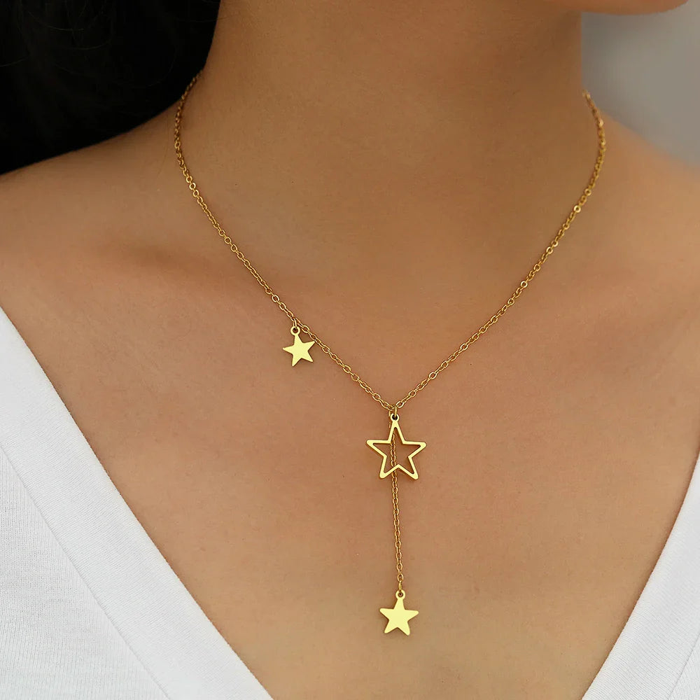 Stainless Steel Necklaces Exquisite Stars Tassel Pendants Temperament Chain Everyday Wear Necklace For Women Jewelry Party Gifts Vera Lux