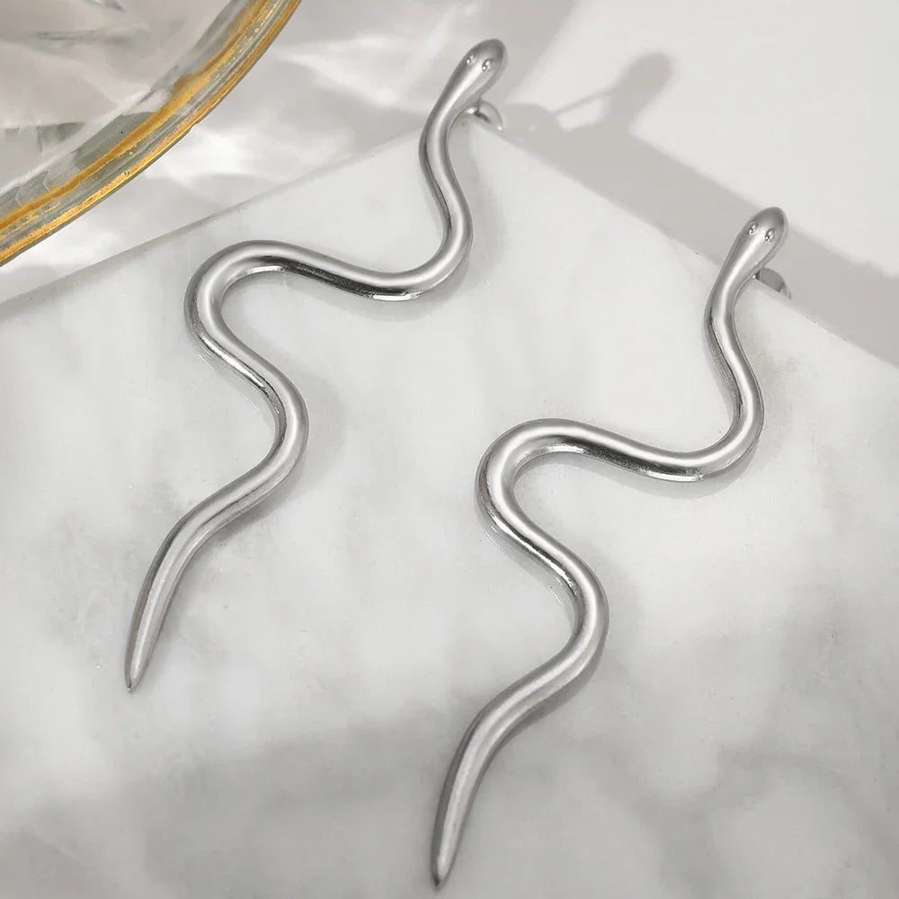Stainless Steel Earrings Europe And The United States Design Snake Stud Fine Earrings For Women Jewelry Trending Products New in Vera Lux