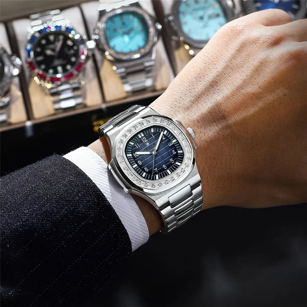 New Simple Digital Full Diamond Watch For Man Gifts Fashion Quartz Wristwatches Mens Automatic Watches Man Clock Montre Homme Vera Lux
