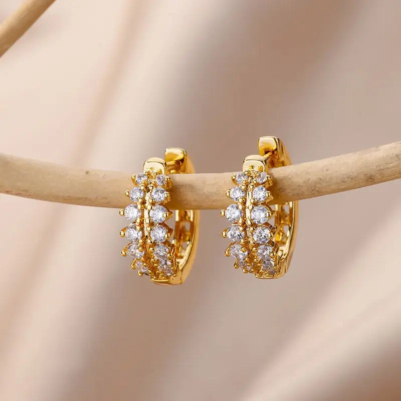 Zircon Pendientes Earring For Women Stainless Steel Hoop Piercing Earring Trending 2024 New Jewerly aretes de mujer bijoux femme Vera Lux