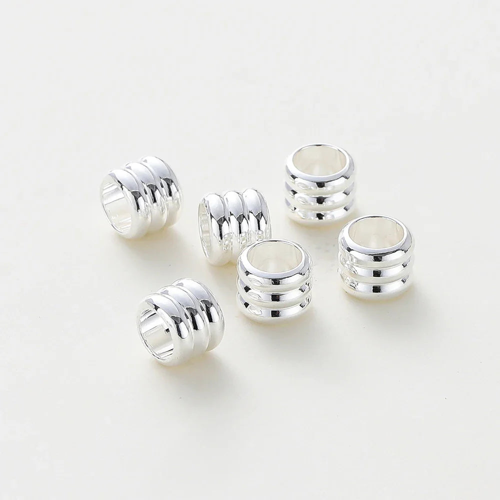 20 30 50pcs/lot 14K 18K Gold Plated Cylinder Charm Metal Beads Loose Spacer Beads For Bracelet DIY Jewelry Making Accessories Vera Lux