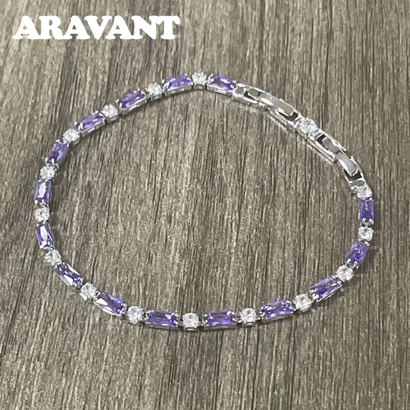 Aravant 925 Silver 18K Gold Amethyst Bracelet Chain For Women Fashion Jewelry Vera Lux