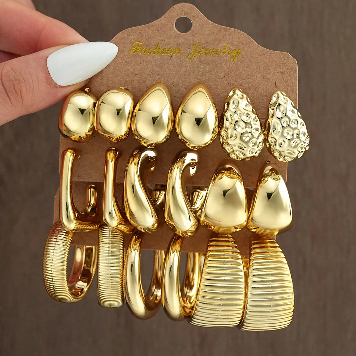 18Pcs/Set Vintage Punk Waterdrop Hoop Earring for Women Fashion Gold Silver Color Exaggerated CCB Earring Daily Wear Jewelry New Vera Lux