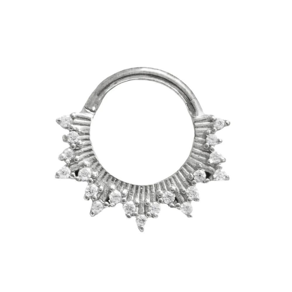 316L Surgical Steel Segment Nose Ring Zircon Septum Clicker Ear Cartilage Helix Daith Hoop Body  Piercing Jewelry Vera Lux