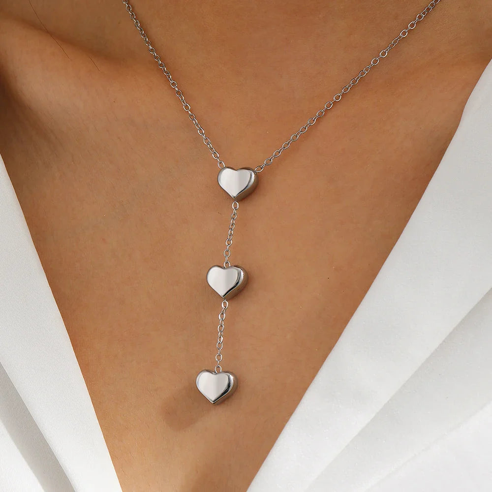 Stainless Steel Necklaces Small Fresh Fringe Peach Heart Pendant Necklace For Women Jewelry Valentine's Day Anniversary Gift New Vera Lux