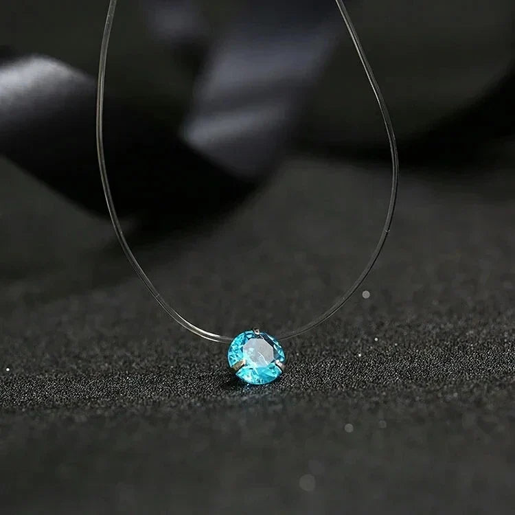 5 Colors Dazzling Zircon Necklace Invisible Transparent Fishing Line Simple Pendant Necklace Jewelry For Women Pearl Jewelry Vera Lux