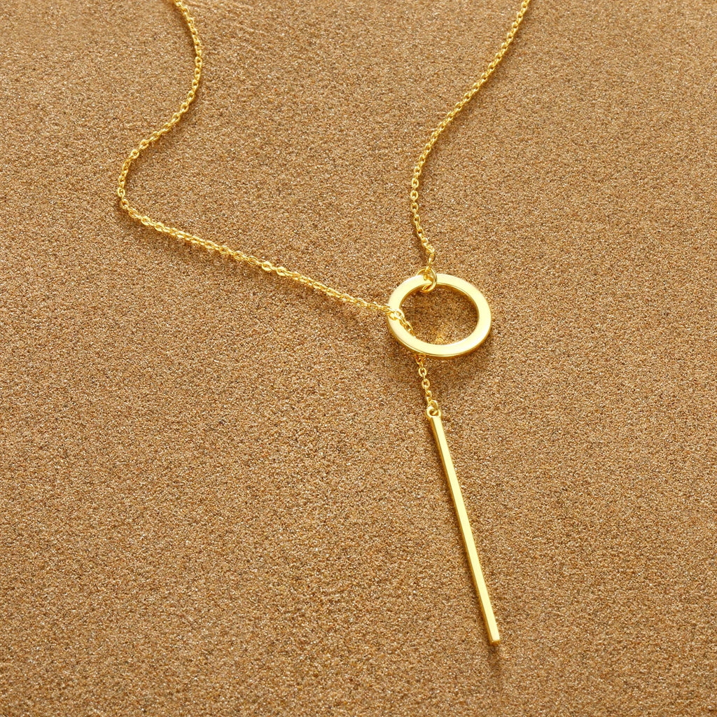 Minimalist Round Stick Pendant Necklace for Women Pearl Clavicle Necklace Leaves Long Chain Fashion Jewelry Statement Girl Gift Vera Lux