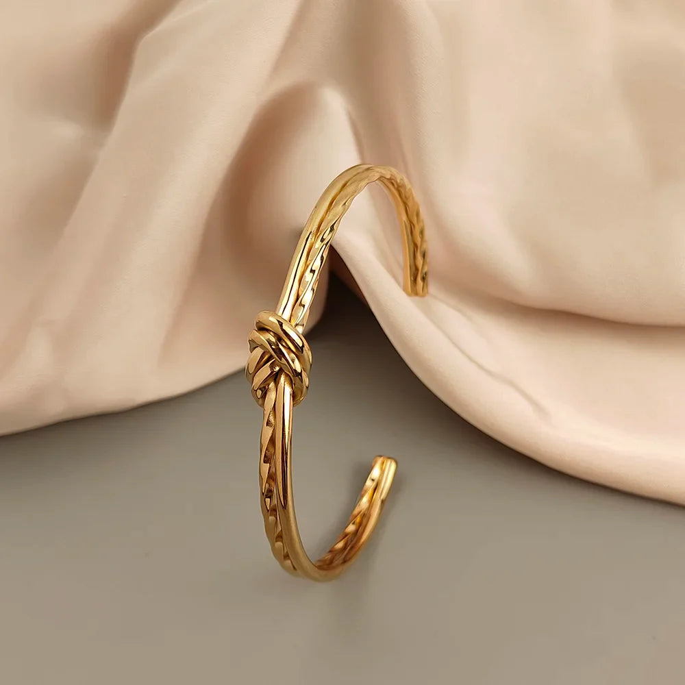 Women's Bangles Twisted Wrap Knot Bracelet Punk Stainless Steel Jewelry for Men Women Wrist Cuff Bracelets Bangle Accessories Vera Lux