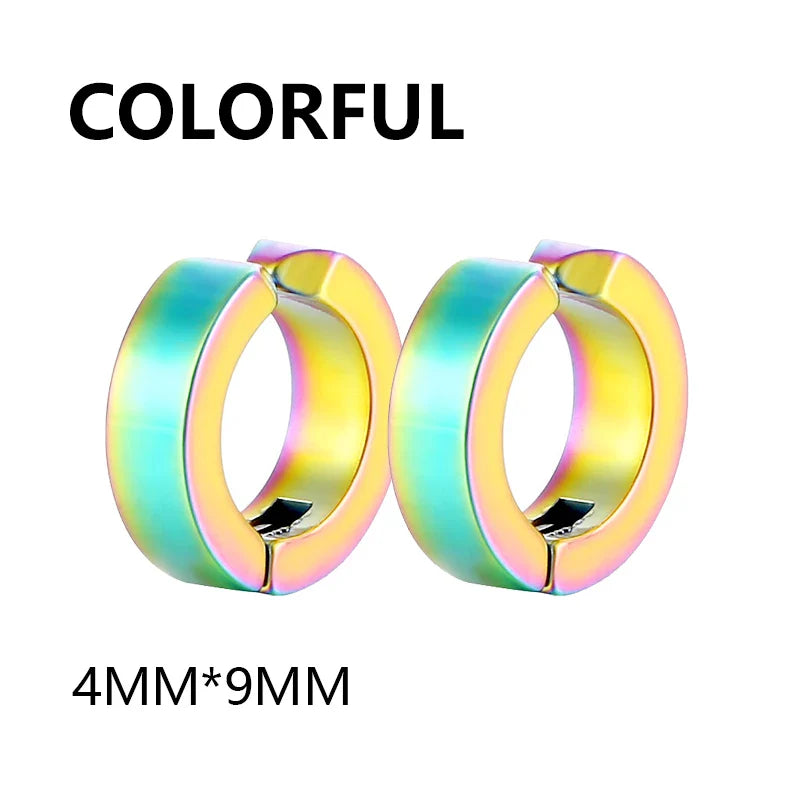 2 Pcs Classic Korean Punk Stainless Steel Ear Clip Earrings for Men Women Black No Pierced Fake Ear Circle New Pop Jewelry Vera Lux