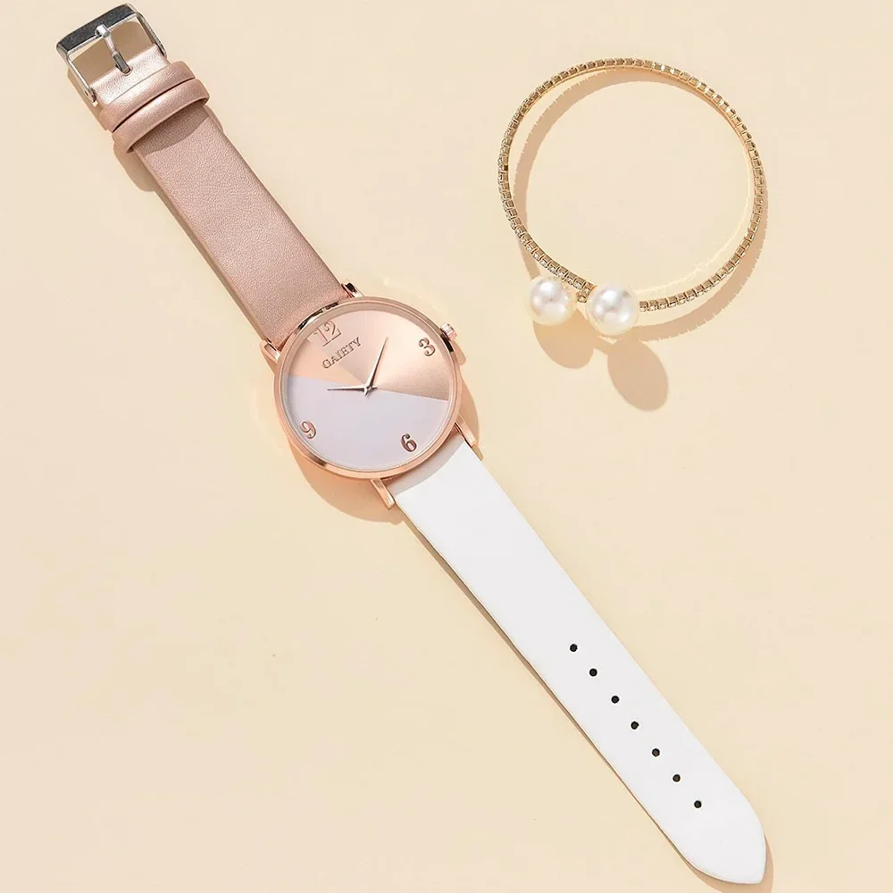 Women Watch Set Luxury Fashion Colourful PU Leather Strap Ladies Quartz Wristwatch Alloy Bracelet For Ladies Gift Vera Lux