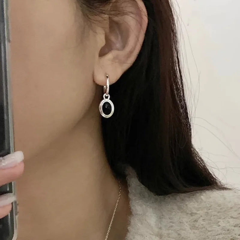 925 Sterling Silver Vintage Gold Round Earrings For Women Black Ball Earring Jewelry Prevent Allergy Party Accessories Gift Vera Lux