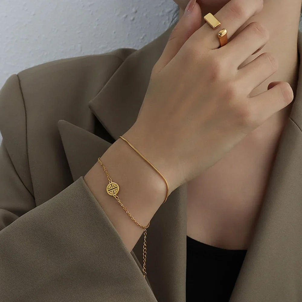 Fashion Stainless Steel Snake Chain Bracelet for Women Gold Color Bracelets  Charm Summer 2022 Trends in Jewelry Wholesale Vera Lux