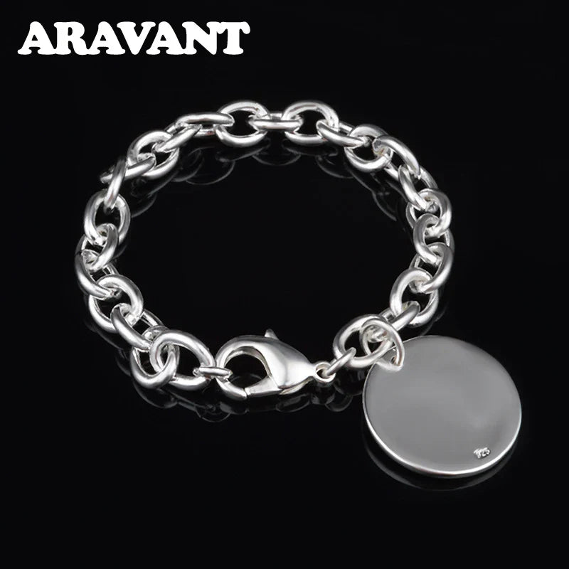 Aravant 925 Silver Round Bracelet Chains For Women Fashion Wedding Jewelry Accessories Vera Lux