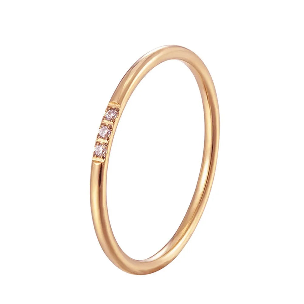 1mm Thin Stainless Steel CZ Inlay Stackable Ring Wedding Band for Women Girl Size 3-10 Vera Lux