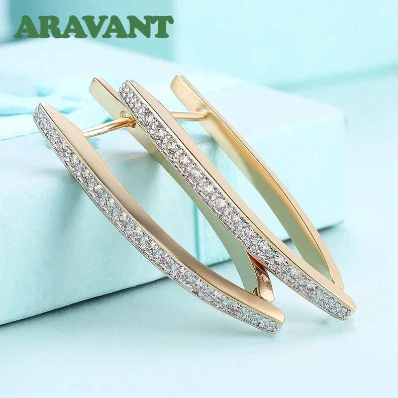 Aravant 925 Silver 18K Gold Wedding Crystal Earrings For Women Fashion Party Jewelry Vera Lux