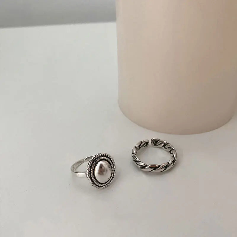 925 Sterling Silver Rings Couples Accessories INS Fashion Vintage Twist Design Round Shape Geometric Thai Silver Jewelry Vera Lux