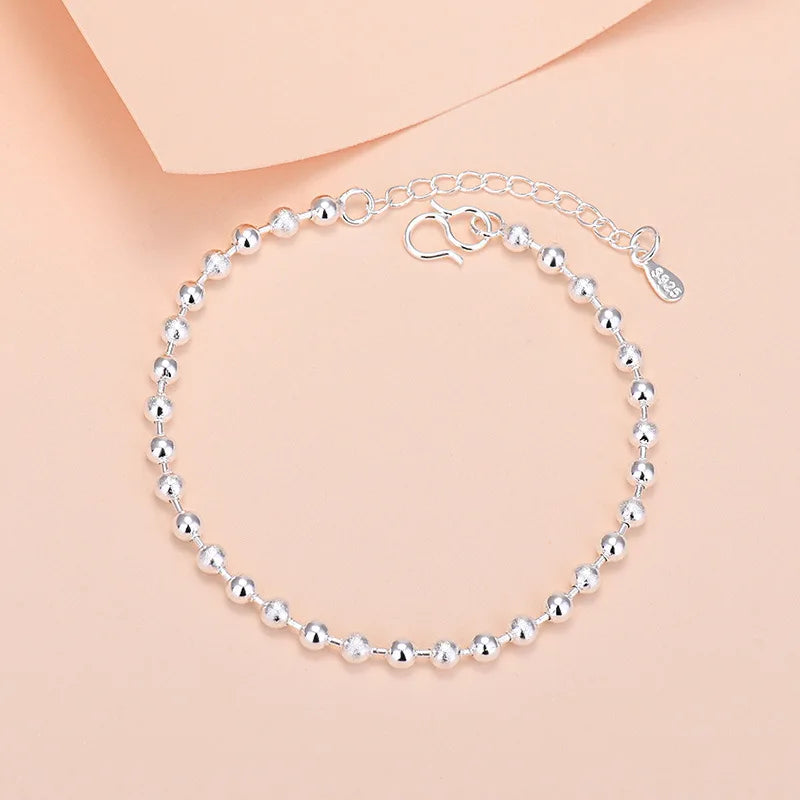 925 Sterling Silver Lucky Bead Charm Bracelets Woman Couple Chain Round Bangles Luxury Jewelry Accessories Wholesale Vera Lux