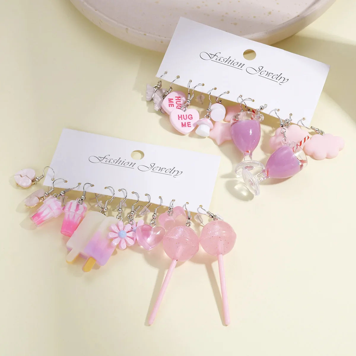 New Fashion Cute Cartoon Pink Earring Set Colorful Dopamine Acrylic Earrings for women Girls New Trendy Jewelry Accessories Gift Vera Lux