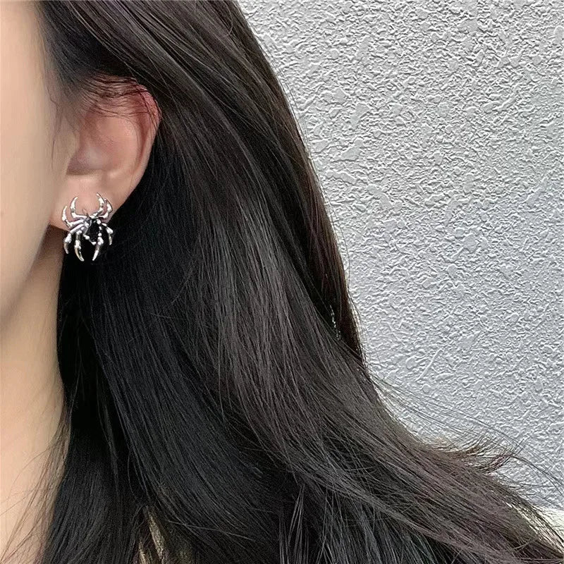 Halloween Gothic Retro Old Spider Zircon Earrings Women Fashion Design Black Zircon Earring Party Jewelry Gifts Wholesale Vera Lux