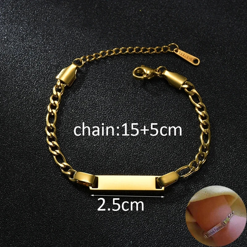 Letdiffery Personalized Eyes Photo Bracelets Stainless Steel Custom Laser Engrave Picture Name Date Men Women Kids Bracelet Gift Vera Lux
